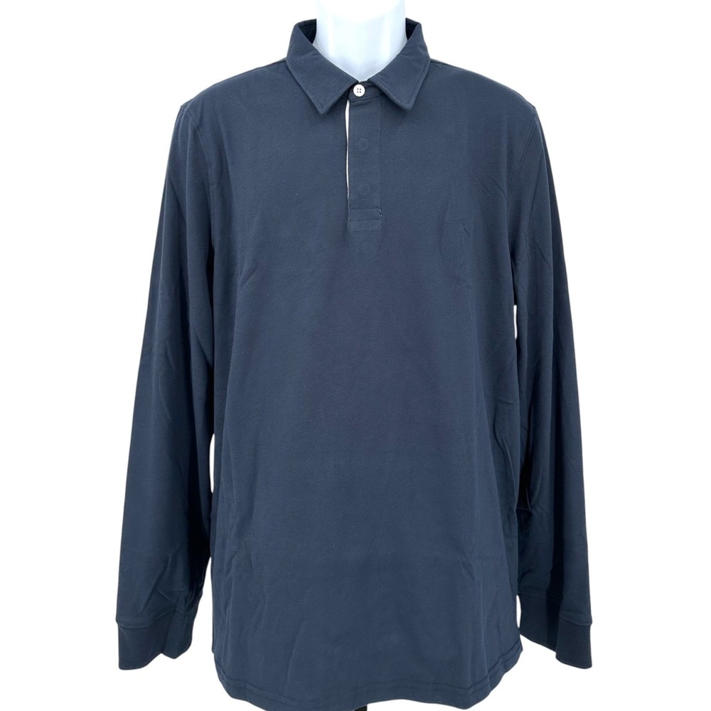 Oak & Rye Rugby Polo Shirt Long Sleeve Navy Blue Jersey Men's Large NWT